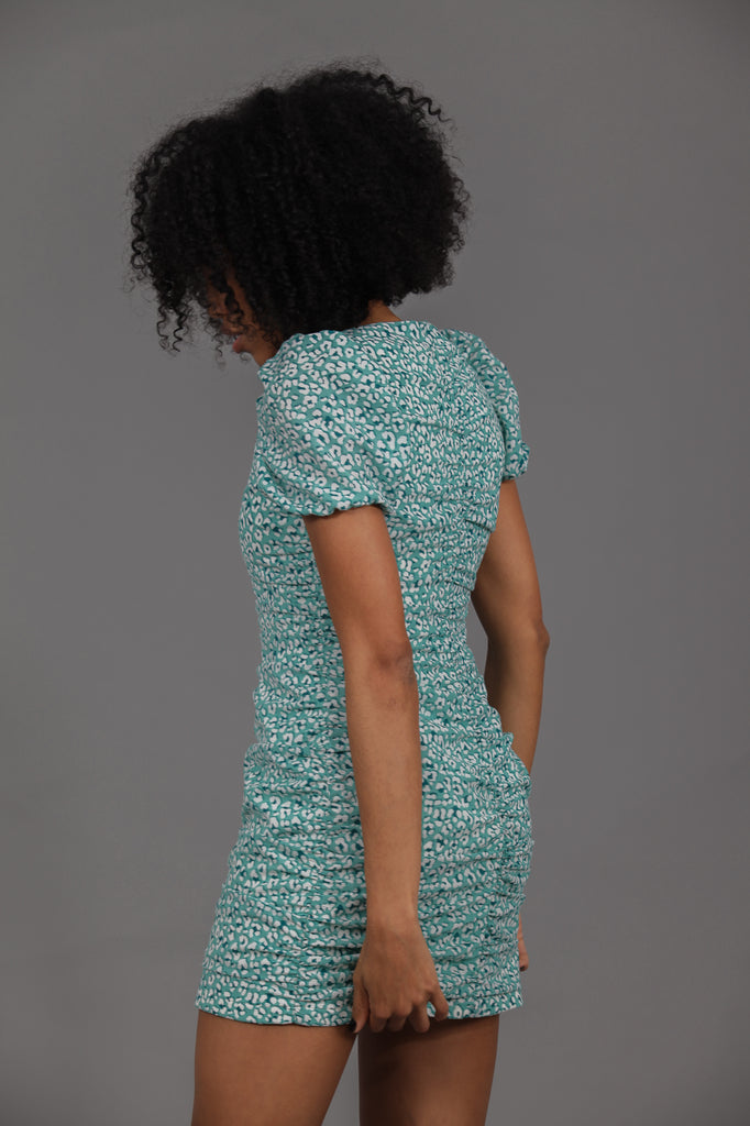 Vestido drapeado · PRINT VERDE AGUA ·