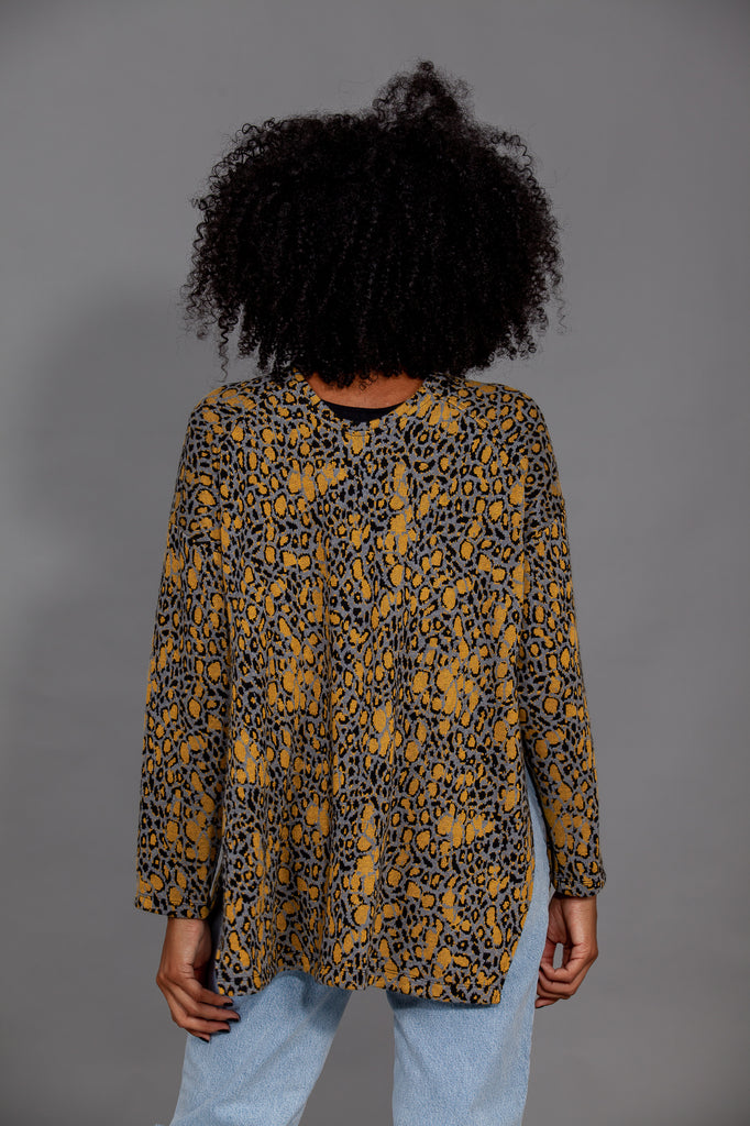 Jersey punto PRINT & aberturas · MOSTAZA & GRIS·