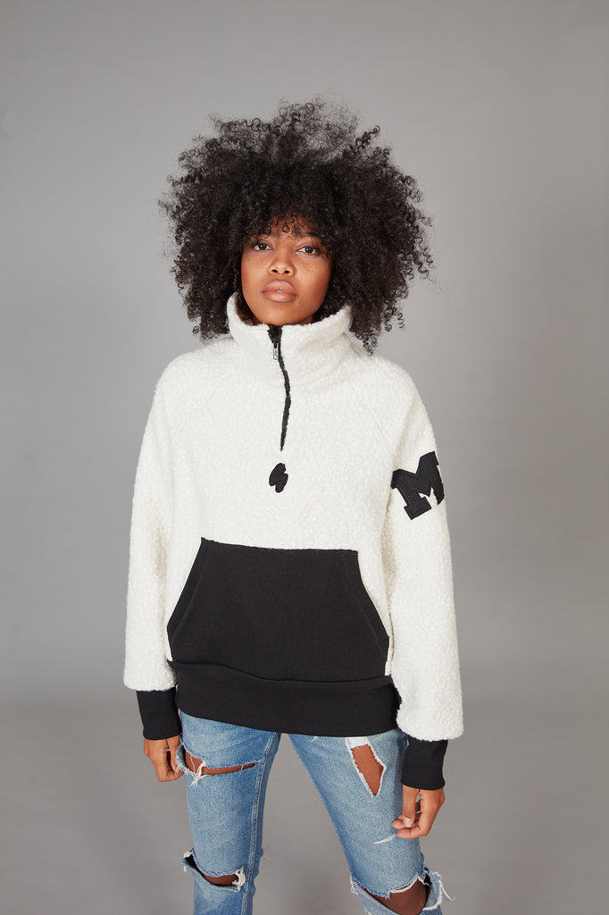 Sudadera cremallera DOLLY crudo & negro