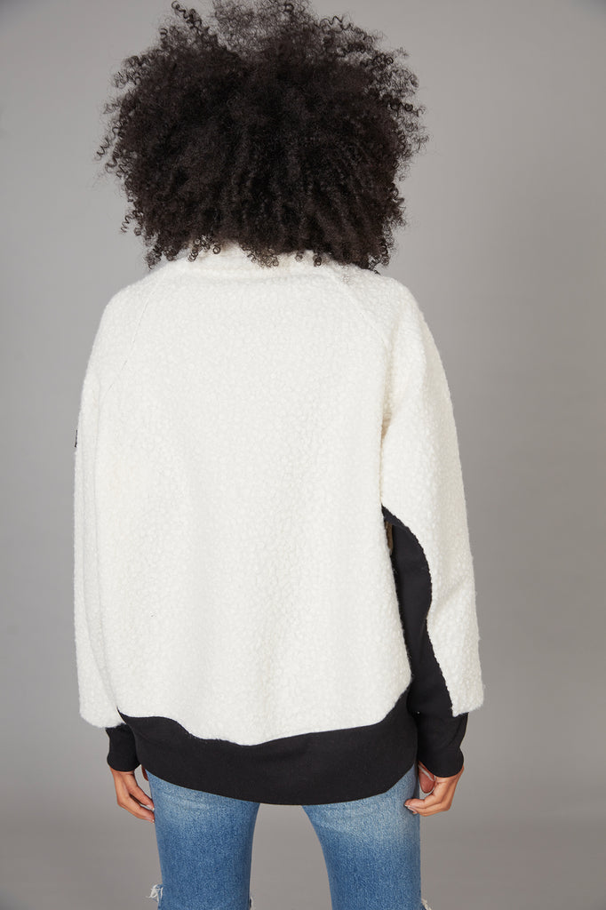 Sudadera cremallera DOLLY crudo & negro