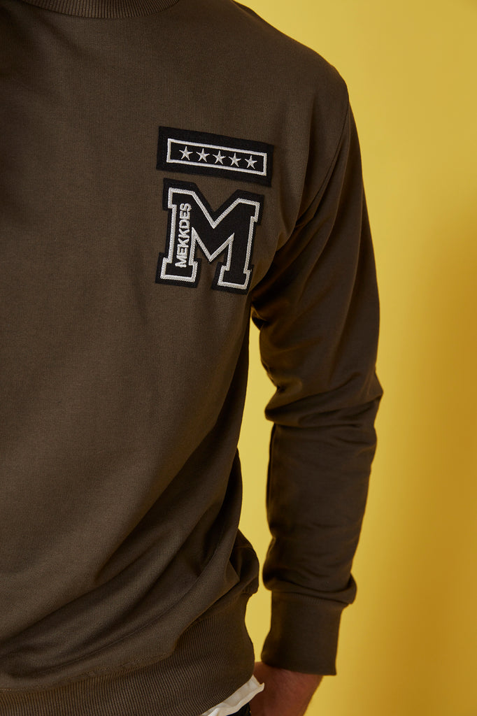 Sudadera HE khaki parches & rotos
