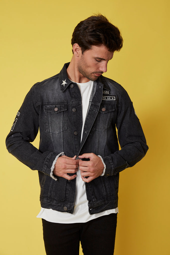 Cazadora HE denim negra PERSONALIZADA