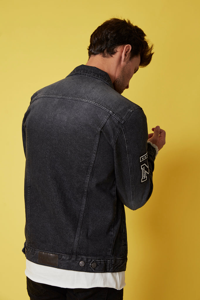 Cazadora HE denim negra PERSONALIZADA