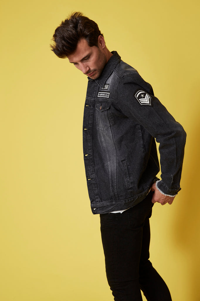 Cazadora HE denim negra PERSONALIZADA