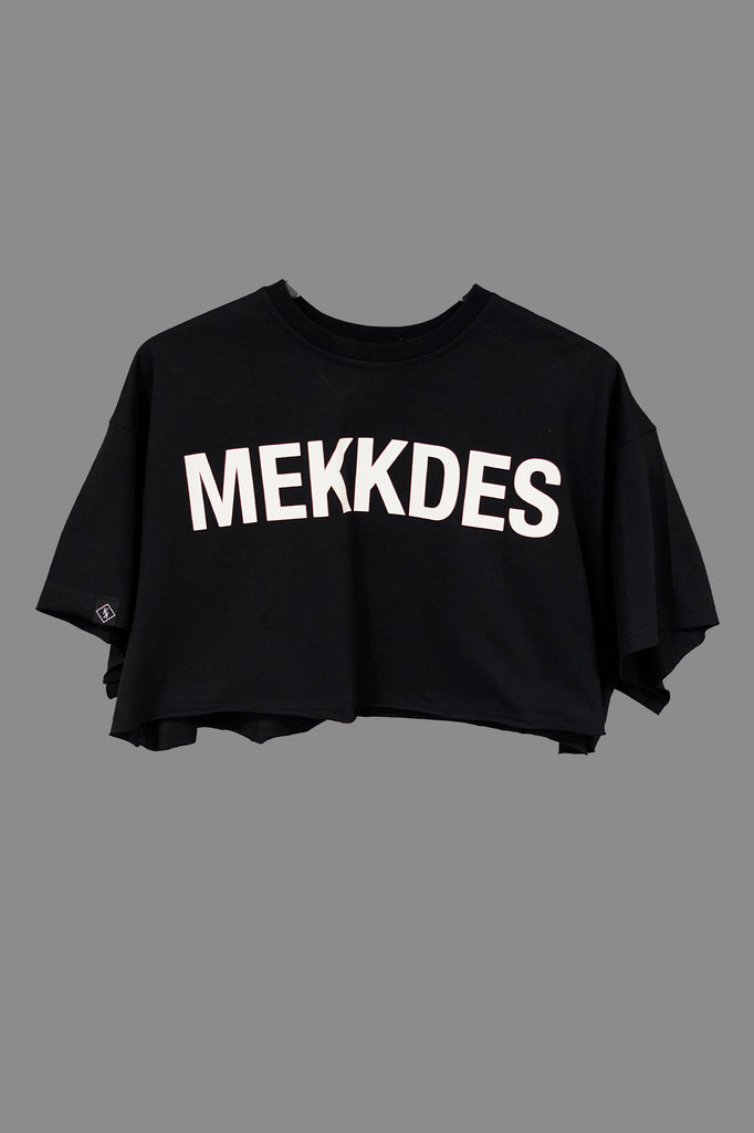 Camiseta cropped LOGO · NEGRO ·