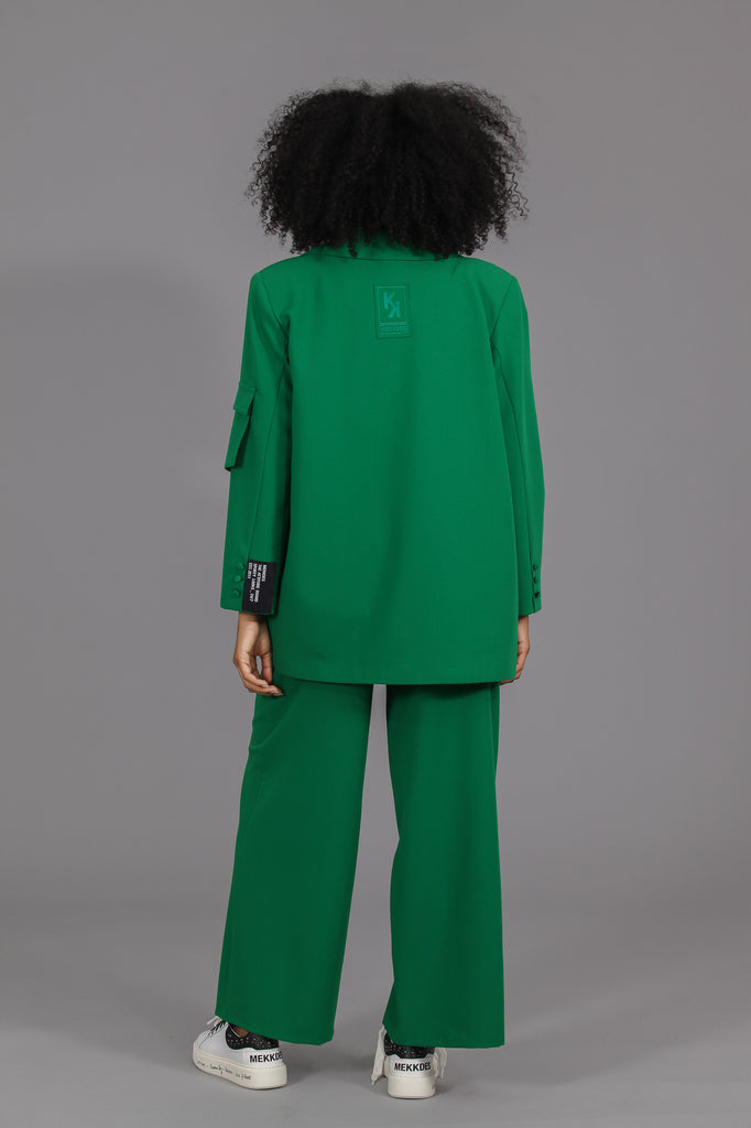 Pantalón traje holgado crepe · VERDE ·