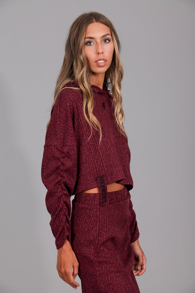 Sudadera corta punto LUREX · MAGENTA ·