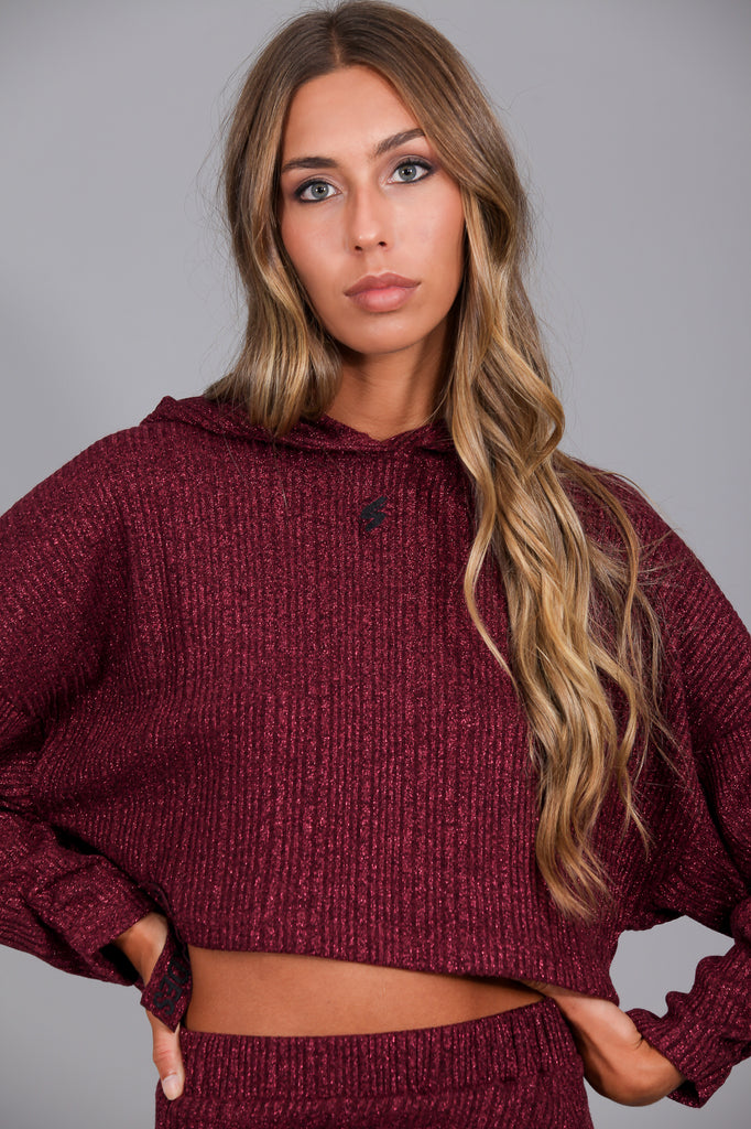 Sudadera corta punto LUREX · MAGENTA ·