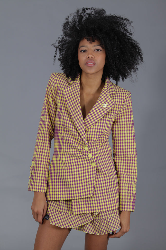 Blazer asimétrica VICHY · AMARILLO & MORADO ·