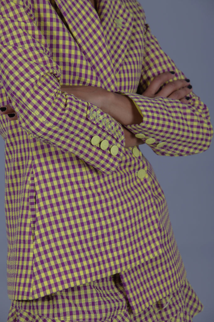 Blazer asimétrica VICHY · AMARILLO & MORADO ·