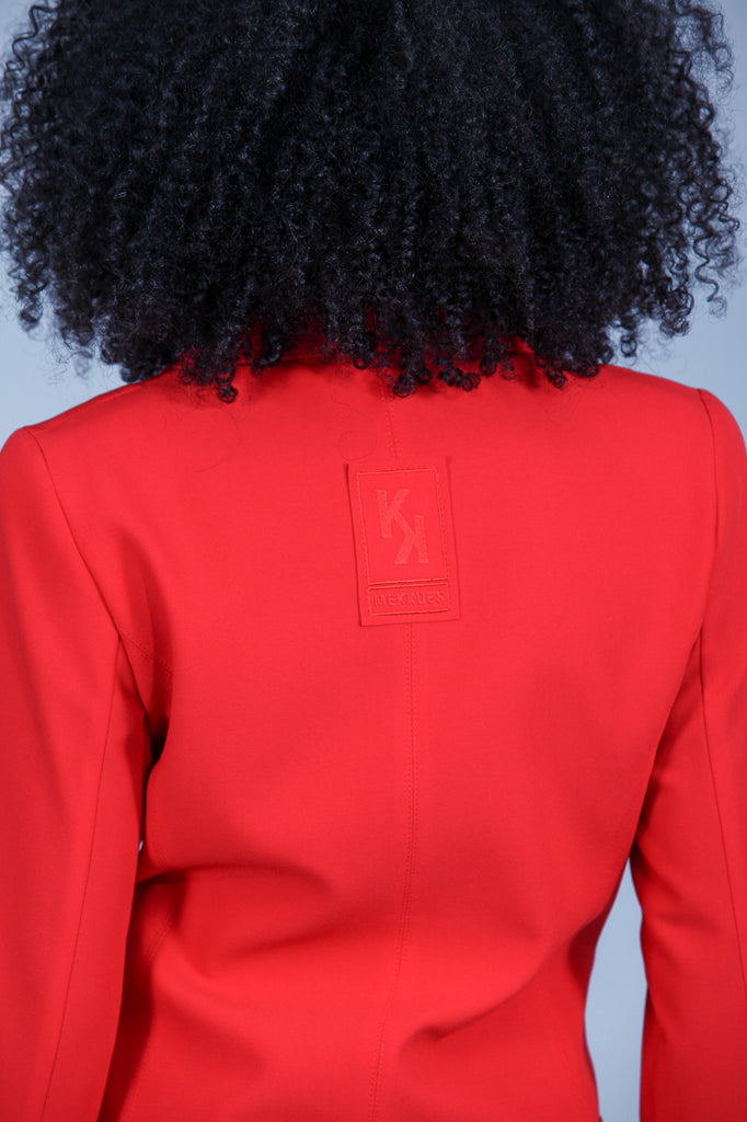 Blazer largos desiguales & bolsillos · ROJO ·