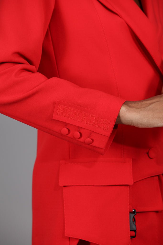 Blazer largos desiguales & bolsillos · ROJO ·
