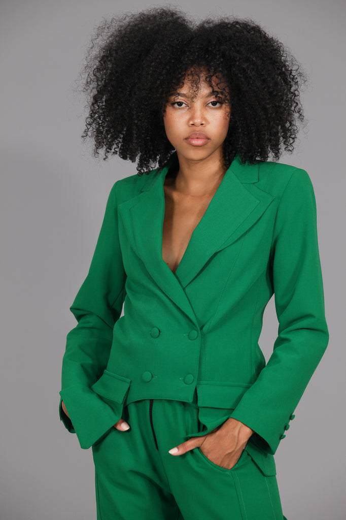 Blazer largos desiguales & bolsillos · VERDE ·