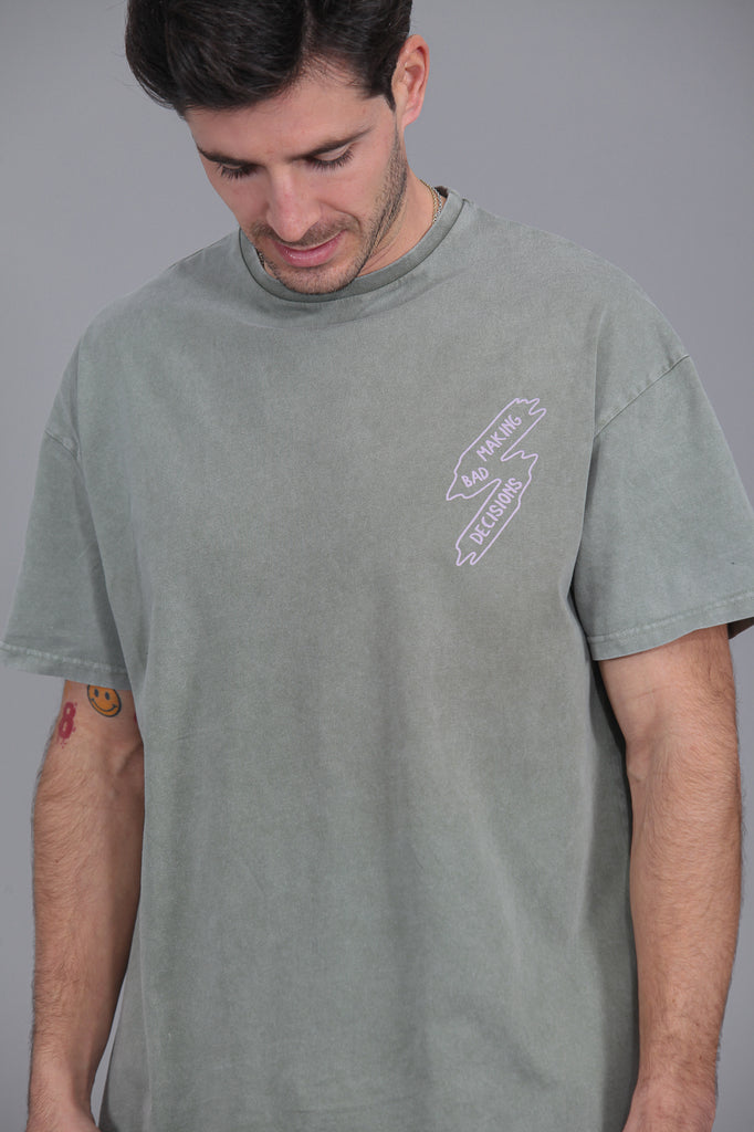 Camiseta HE "SPEED & SERVICE " · KHAKI VINTAGE & ROSA ·