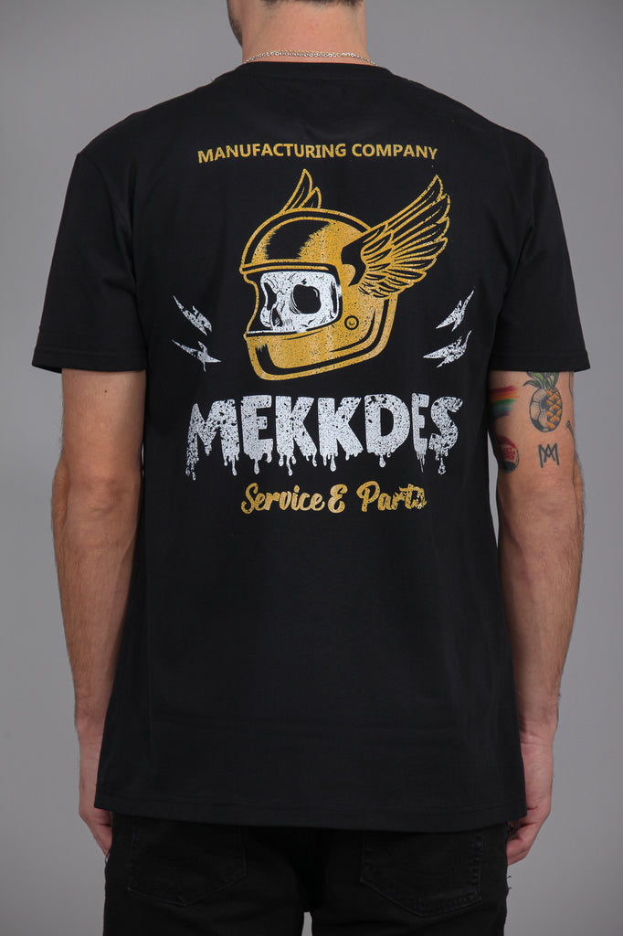 Camiseta HE "WINGED HELMET " · NEGRO & AMARILLO ·