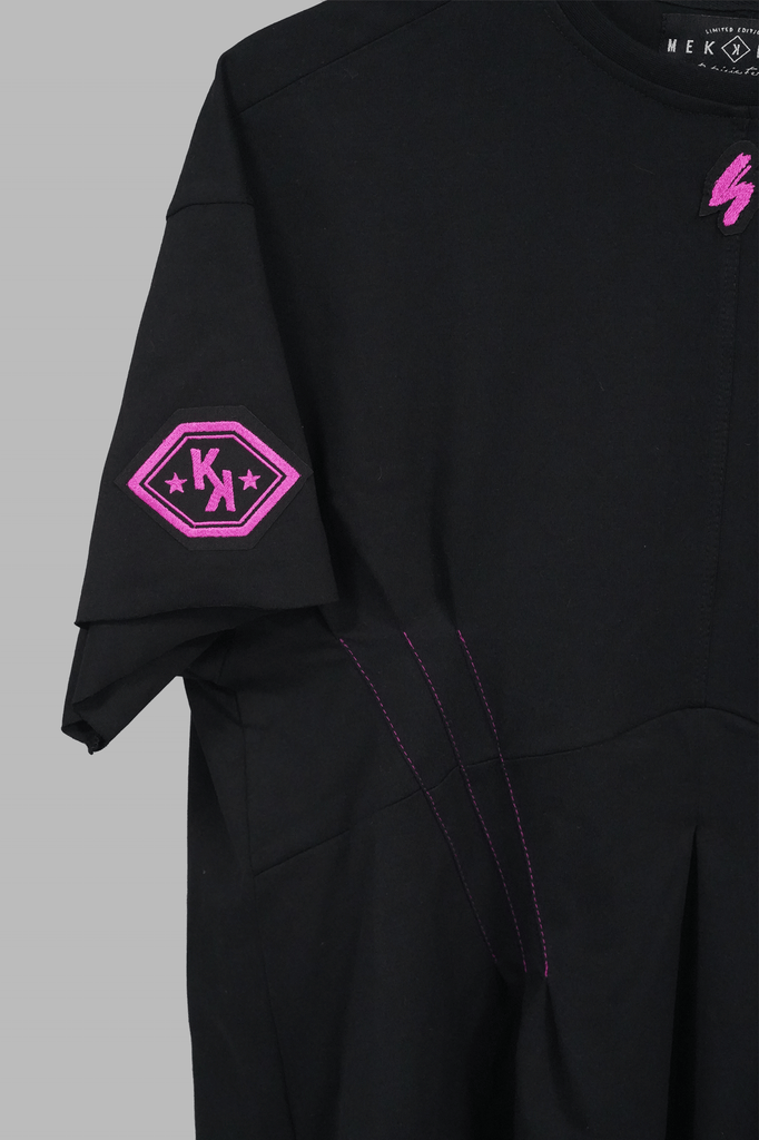 Camiseta pinzas & parches flúor · NEGRO ·