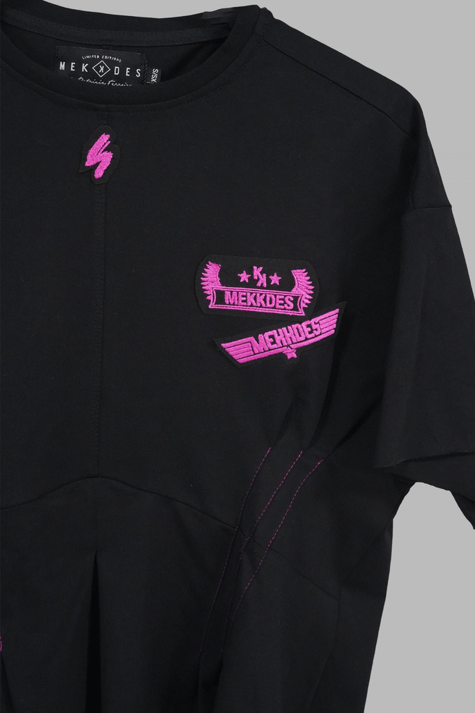Camiseta pinzas & parches flúor · NEGRO ·