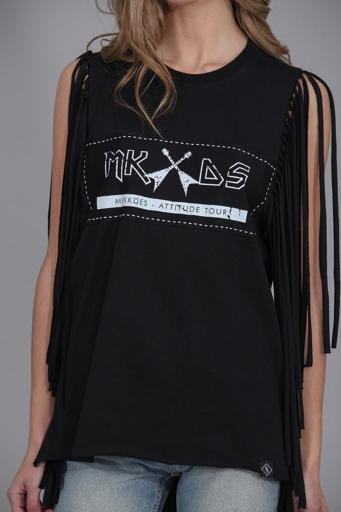 Camiseta ROCK flecos · NEGRO ·