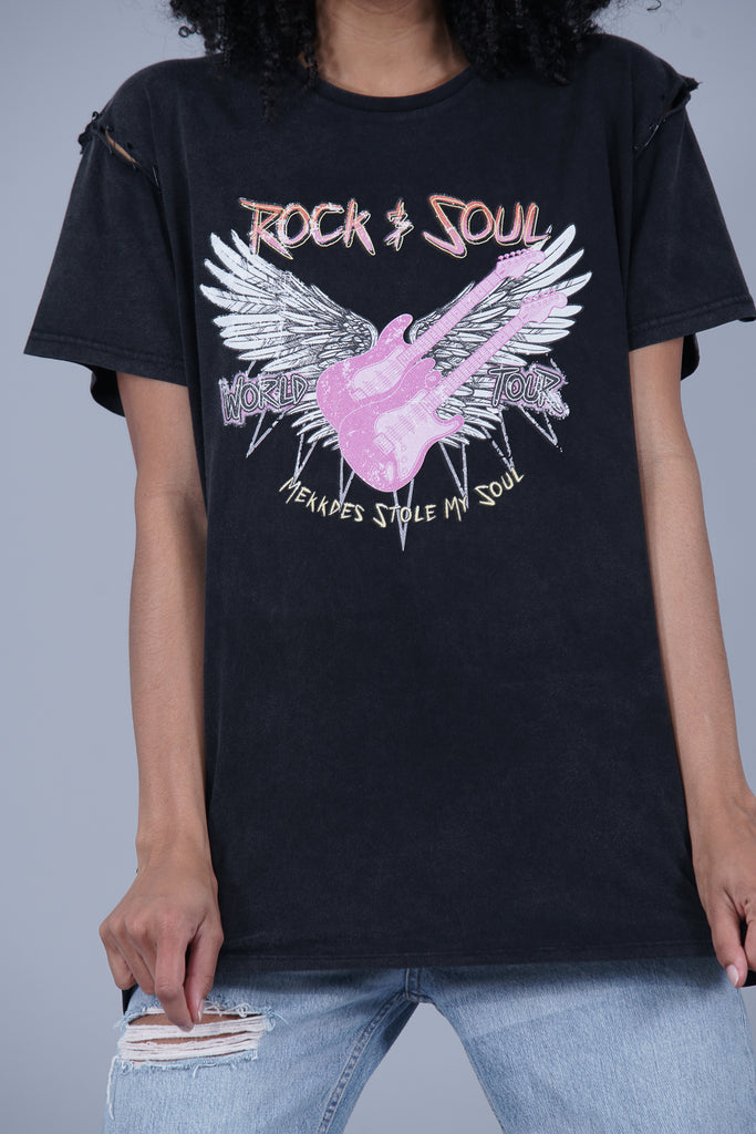 Camiseta ROCK & SOUL Imperdibles · NEGRO VINTAGE ·