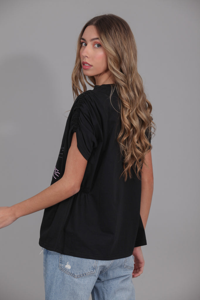 Camiseta SOUL detalle gomas · NEGRO ·