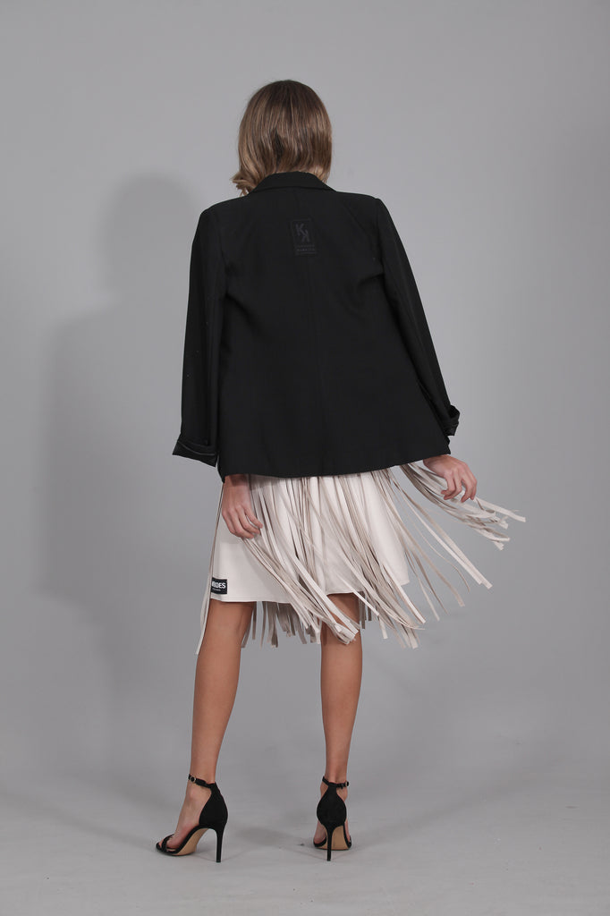 Falda midi ROCK flecos Efecto Piel · CRUDO ·