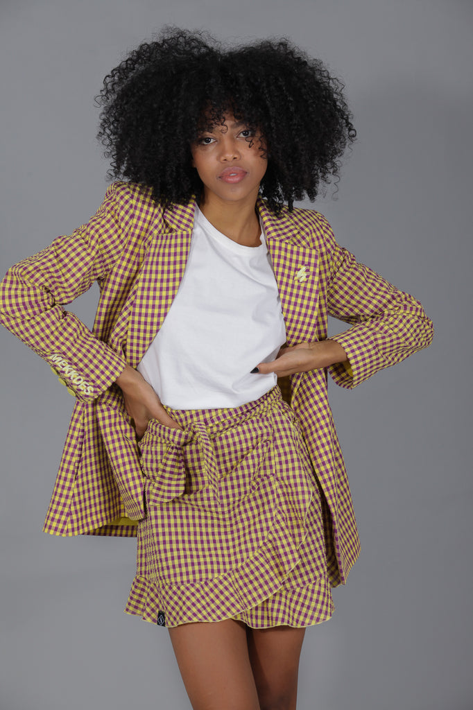 Blazer asimétrica VICHY · AMARILLO & MORADO ·
