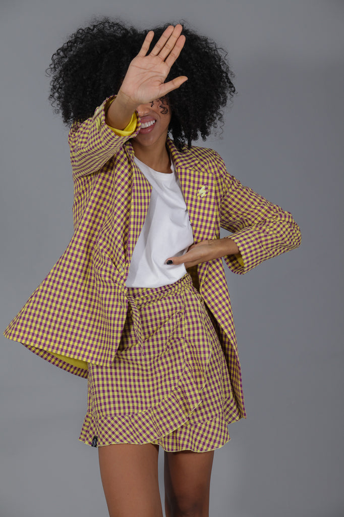 Blazer asimétrica VICHY · AMARILLO & MORADO ·