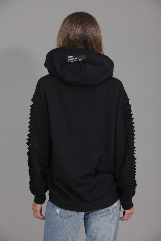 Sudadera multicordones & detalle mangas · NEGRO ·