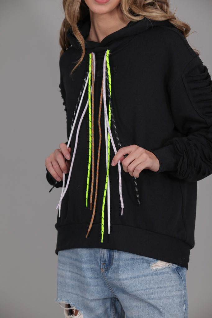 Sudadera multicordones & detalle mangas · NEGRO ·