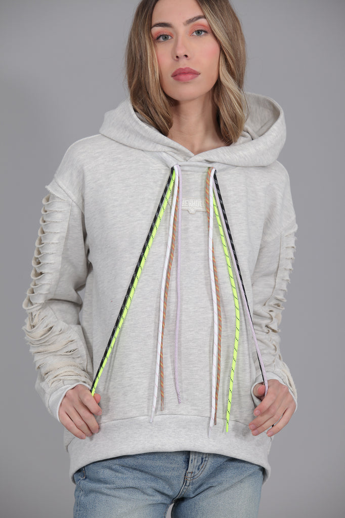 Sudadera multicordones & detalle mangas · GRIS MEZCLA ·