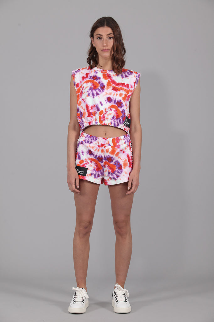 Sudadera cropped sin mangas SHADES OF SUMMER · MORADO & NARANJA · ED EXC ONLINE