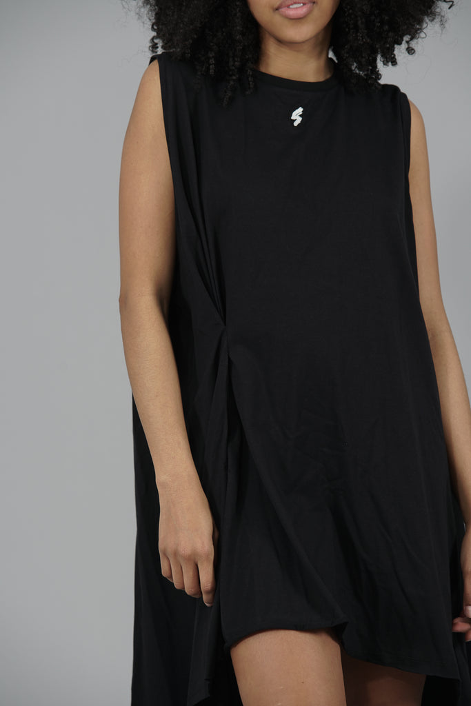 Vestido algodón pliegue · NEGRO ·