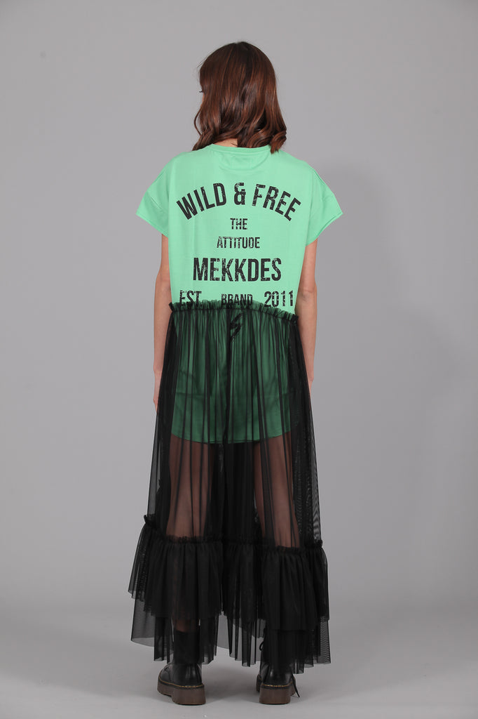 Vestido Camiseta & Tul WILD & FREE · VERDE ·