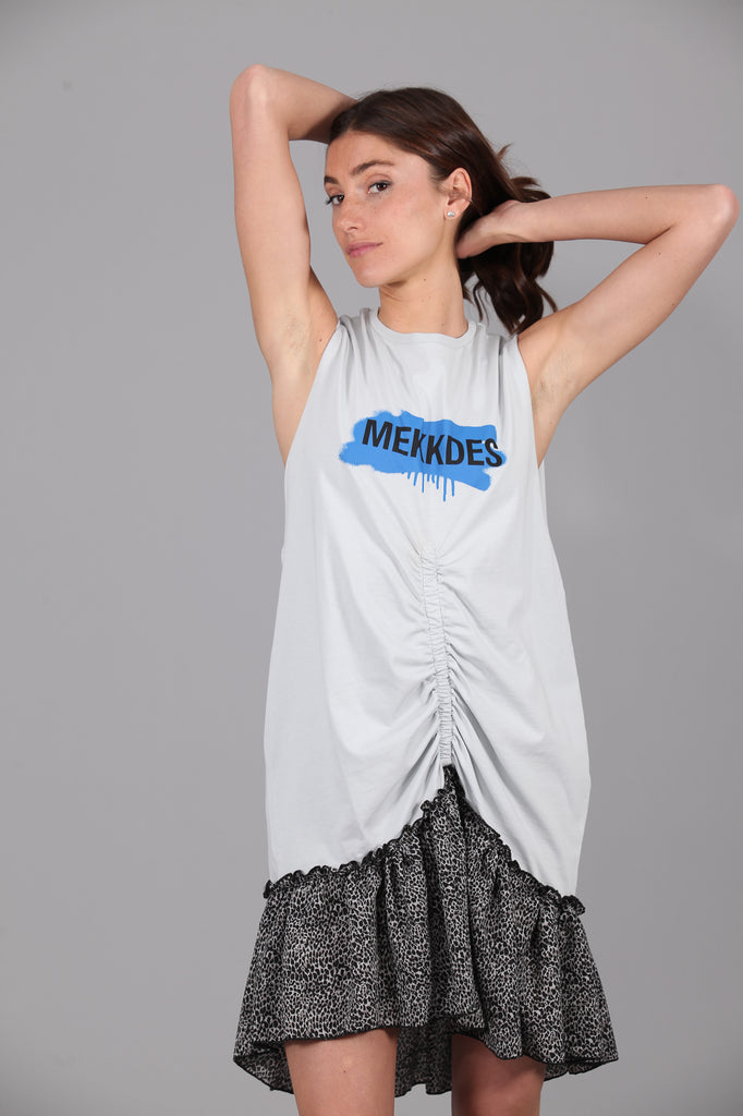 Vestido Camiseta VENICE fruncido · GRIS & PRINT ·