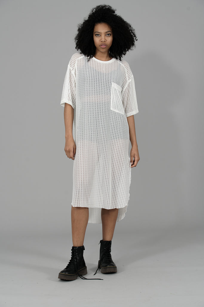 Vestido Midi transparencias ENCAJE · CRUDO ·