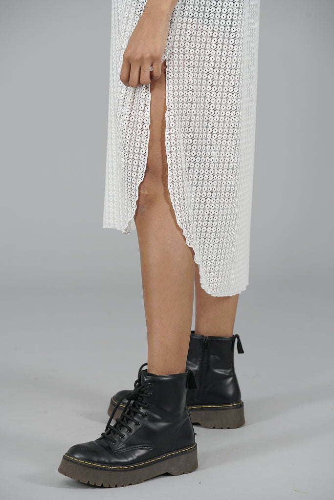 Vestido Midi transparencias ENCAJE · CRUDO ·