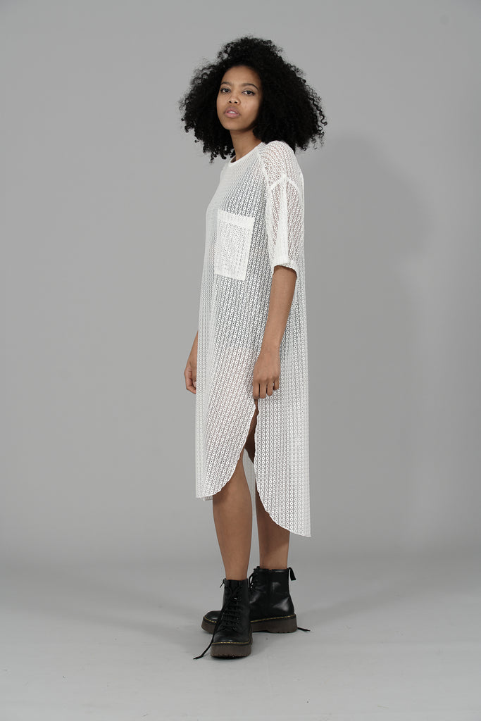 Vestido Midi transparencias ENCAJE · CRUDO ·