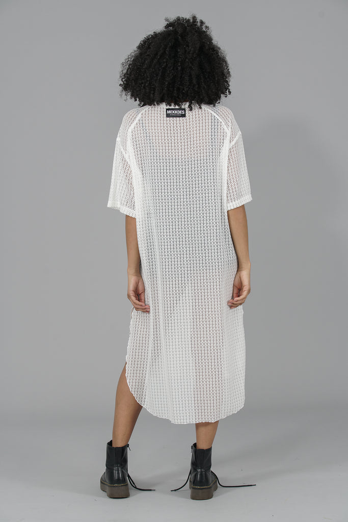 Vestido Midi transparencias ENCAJE · CRUDO ·