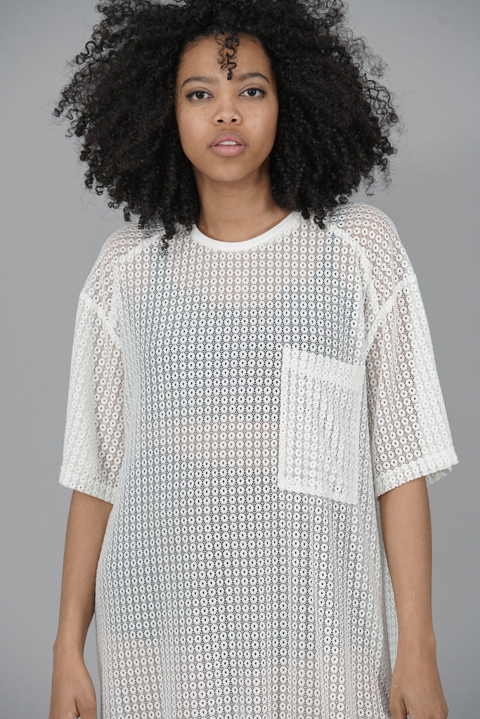 Vestido Midi transparencias ENCAJE · CRUDO ·
