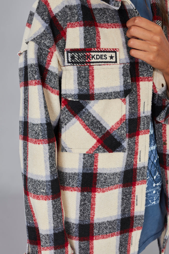 Chaqueta oversized cuadros crudo & multicolor