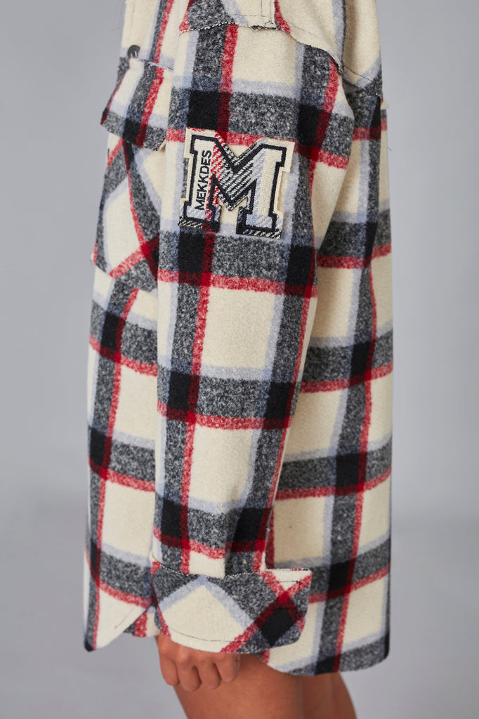 Chaqueta oversized cuadros crudo & multicolor