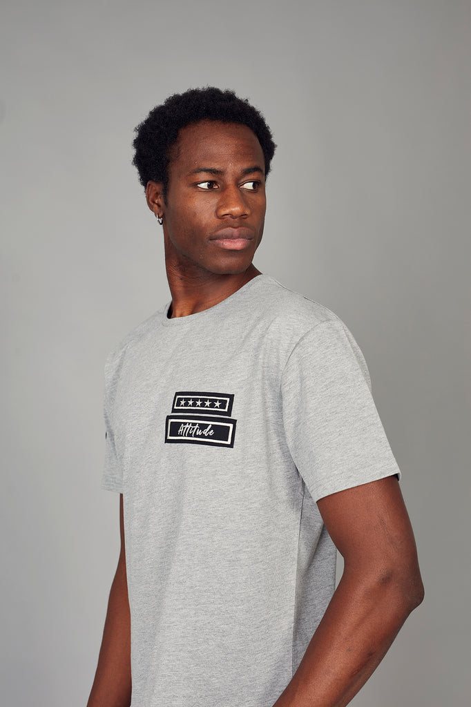 Camiseta HE gris ATTITUDE espalda redondeada