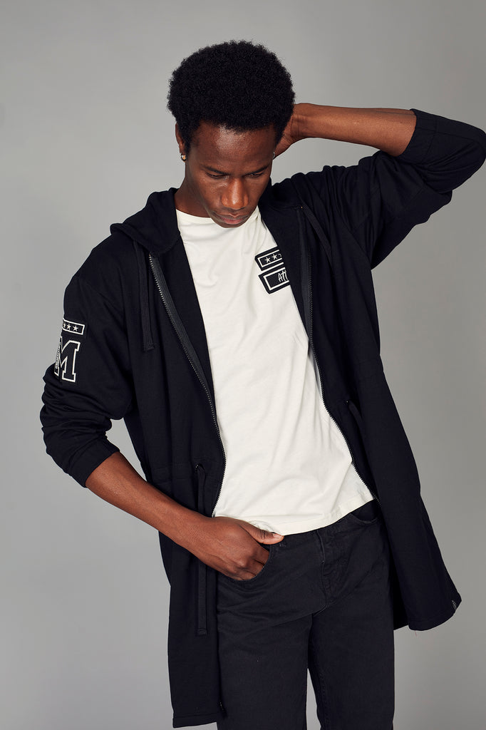 Chaqueta larga felpa & capucha PRINT ARMY