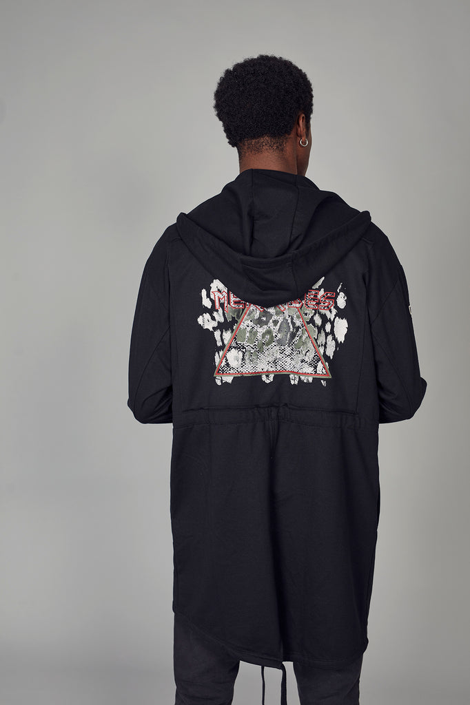 Chaqueta larga felpa & capucha PRINT ARMY