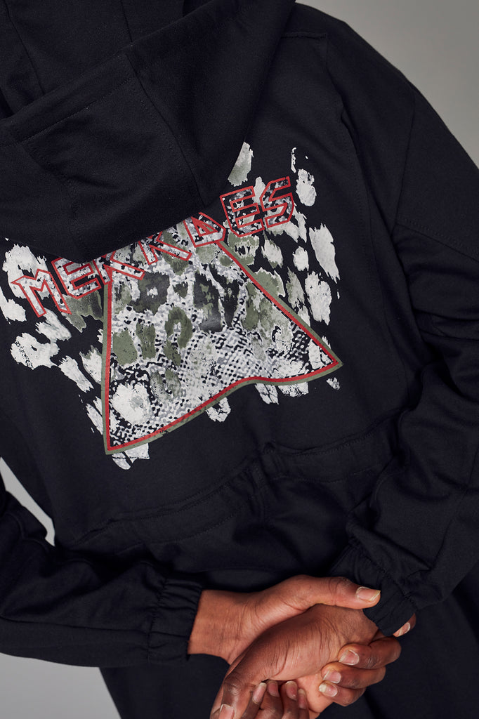 Chaqueta larga felpa & capucha PRINT ARMY